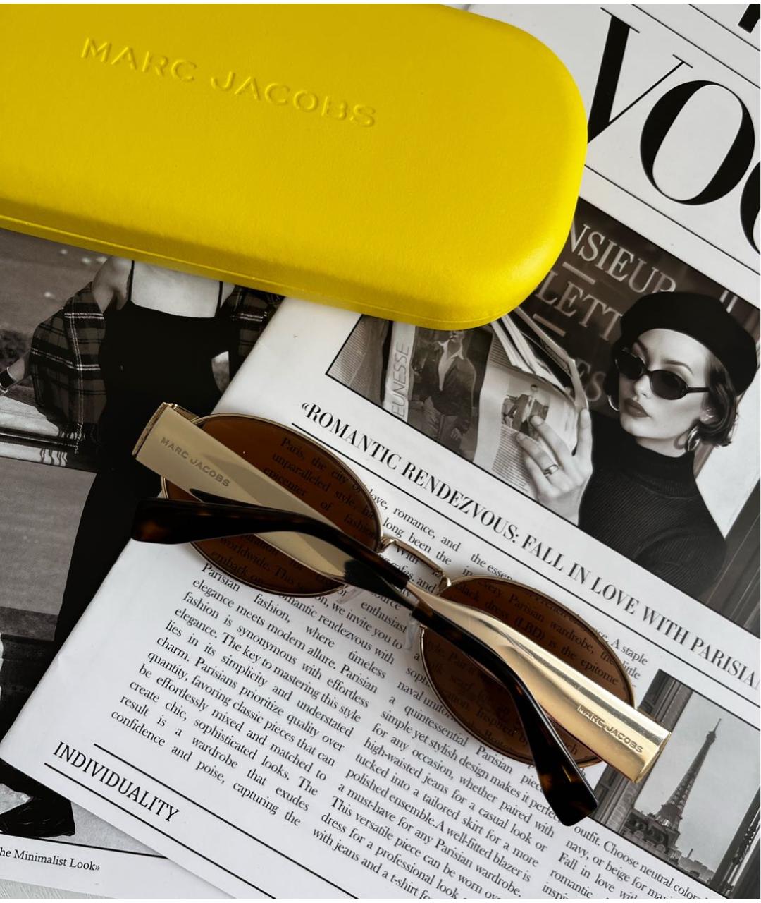 MARC JACOBS Коричневые металлические солнцезащитные очки, фото 3