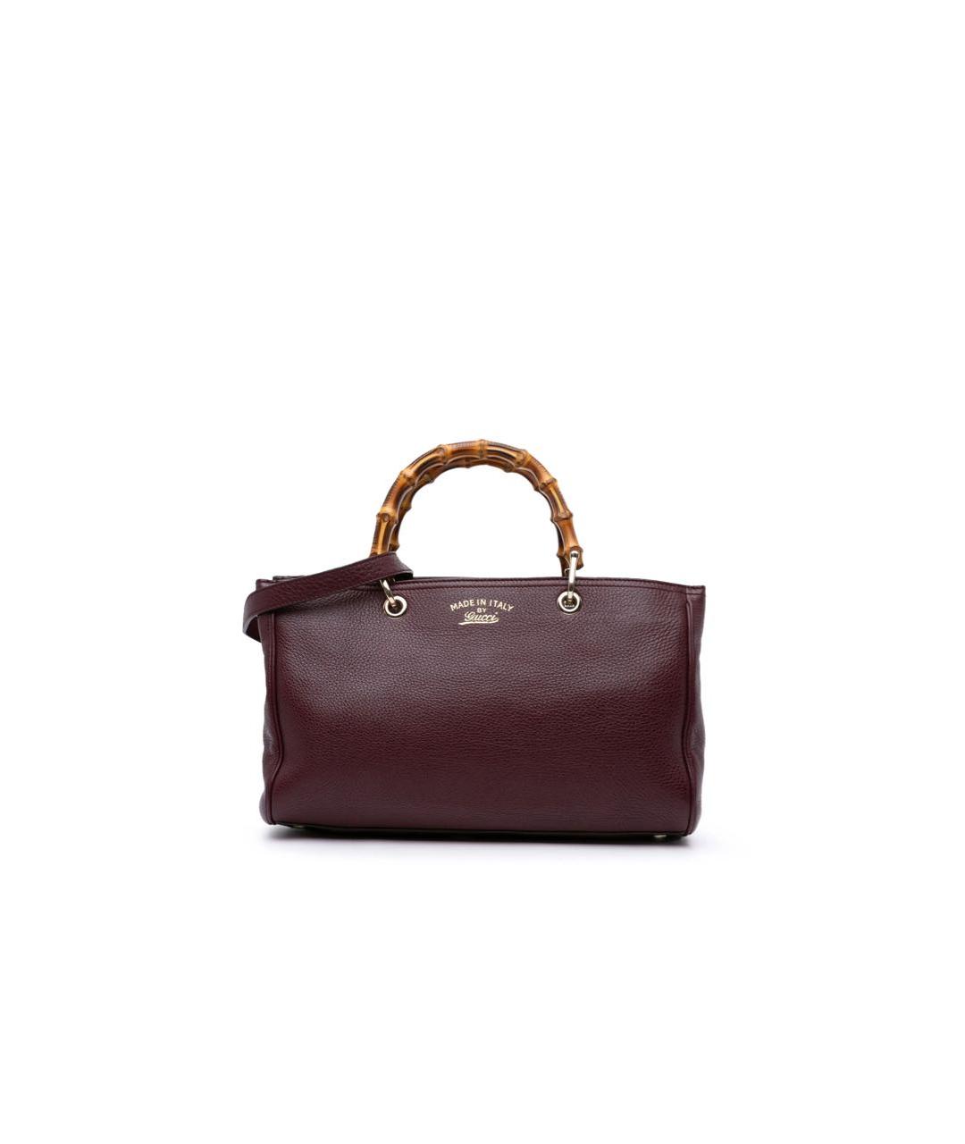 GUCCI Бордовая кожаная сумка тоут, фото 1
