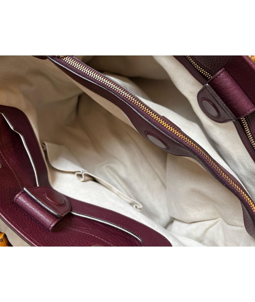 GUCCI Бордовая кожаная сумка тоут, фото 5