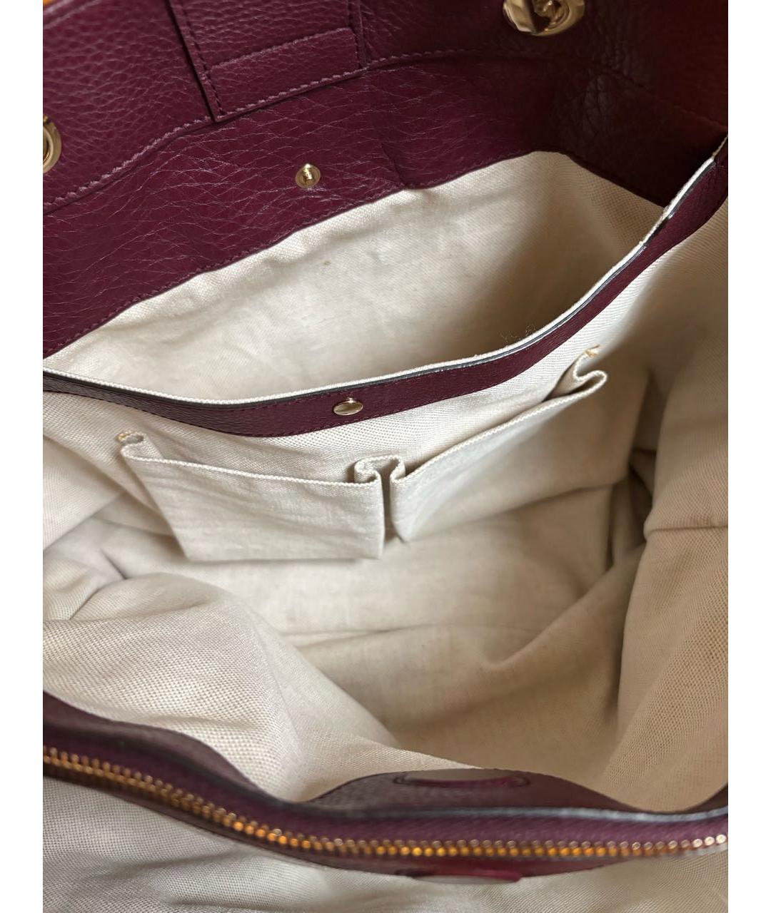 GUCCI Бордовая кожаная сумка тоут, фото 6
