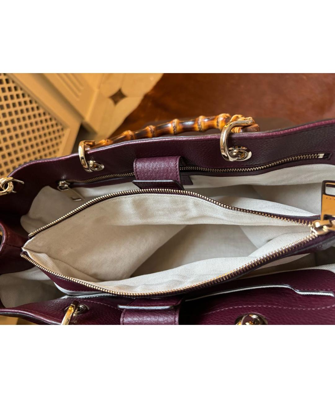 GUCCI Бордовая кожаная сумка тоут, фото 7