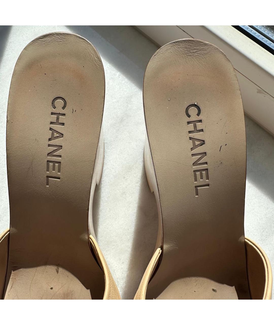 CHANEL Бежевые сабо, фото 5