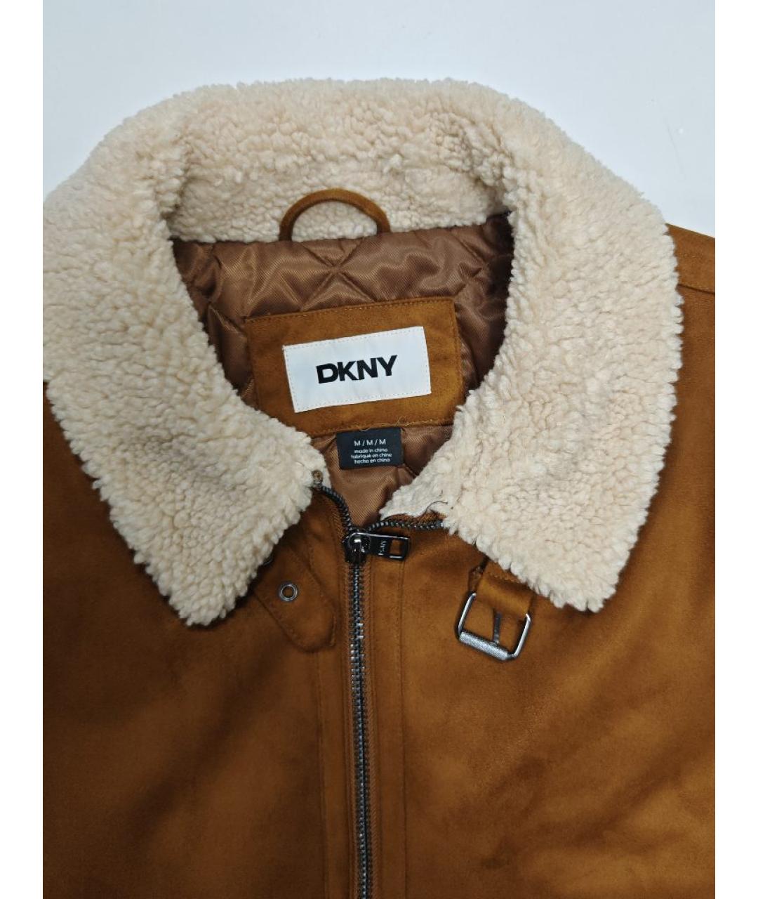 DKNY Коричневая полиэстеровая дубленка/шуба, фото 3