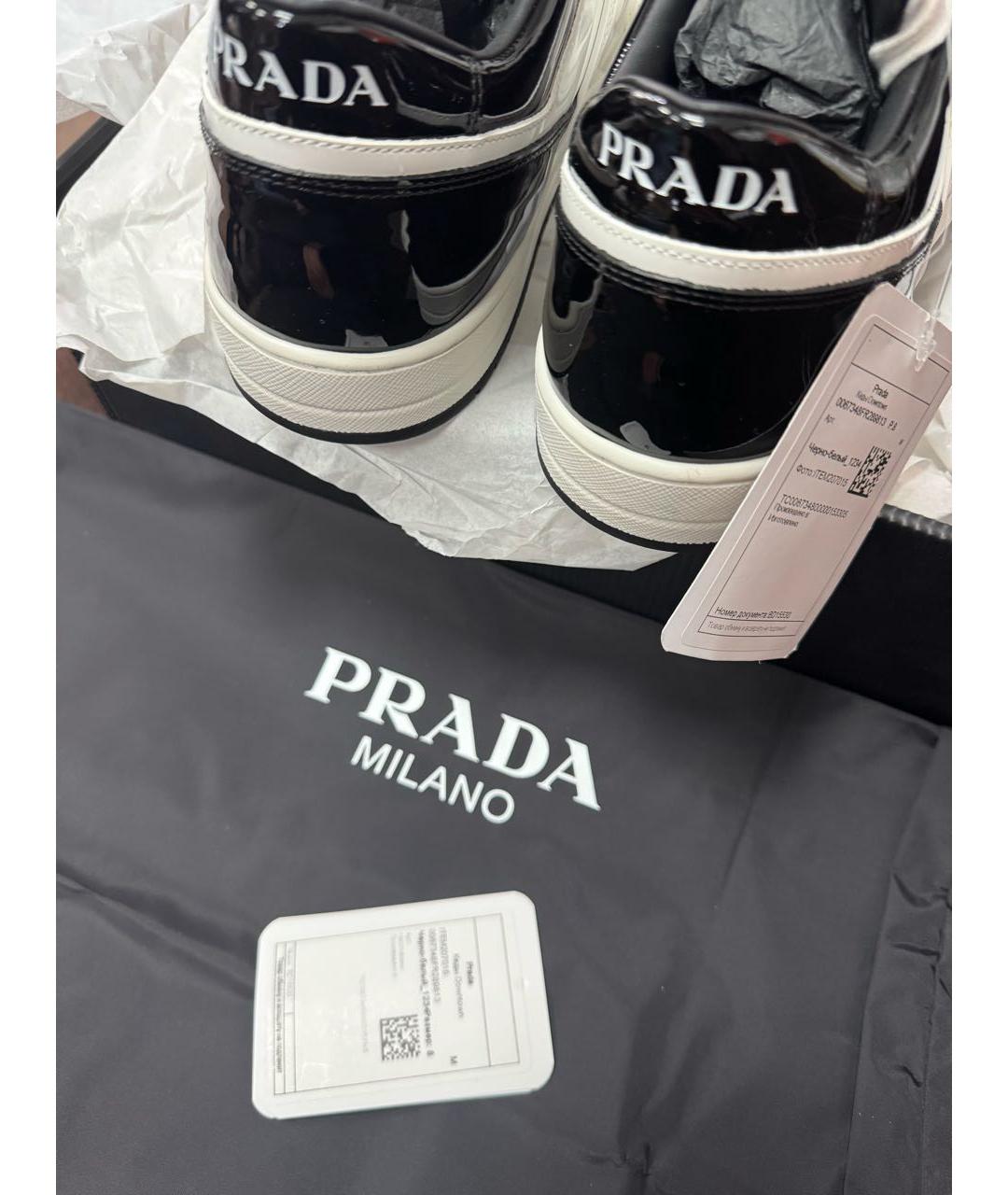 PRADA Белые низкие кроссовки / кеды из лакированной кожи, фото 6
