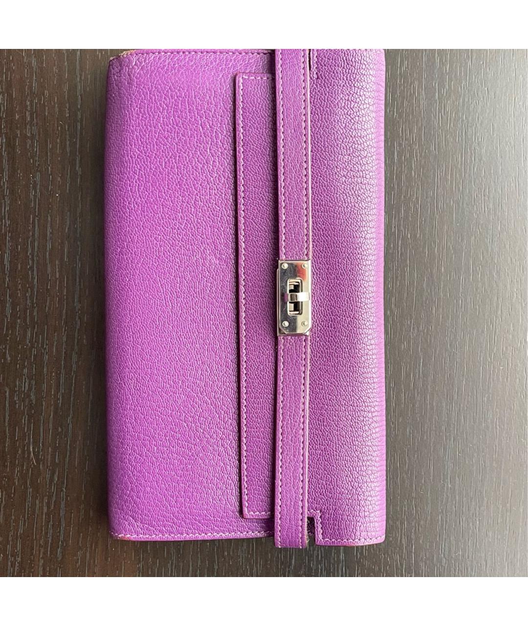HERMES Фиолетовый кожаный кошелек, фото 9