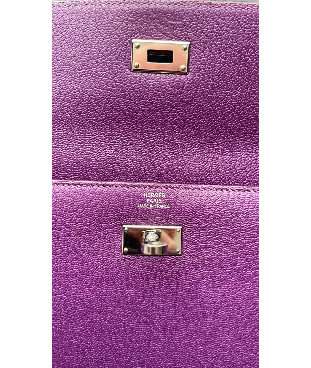 HERMES Фиолетовый кожаный кошелек, фото 8