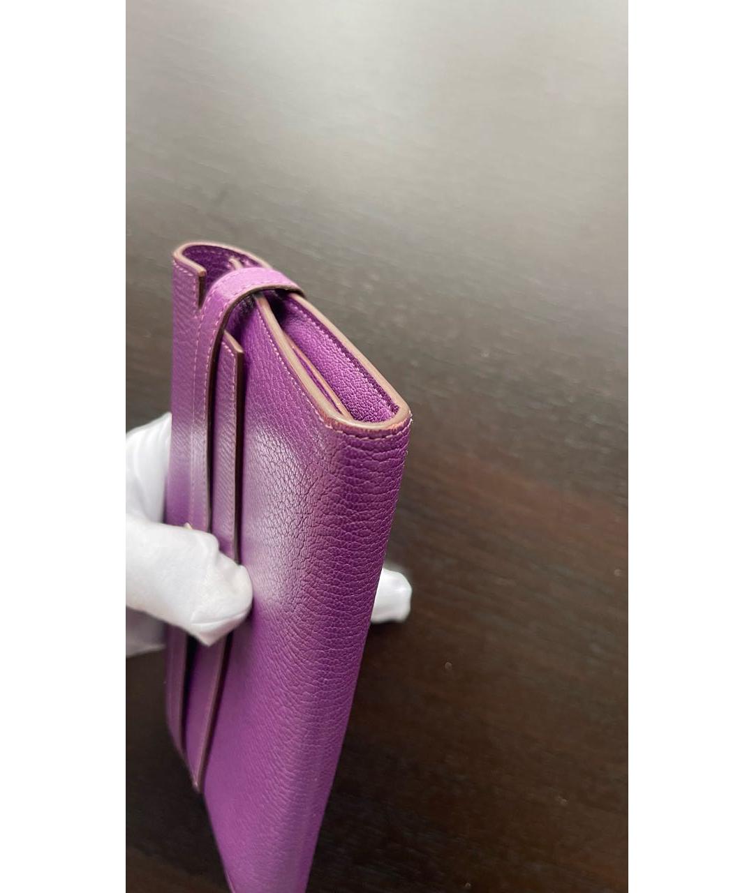 HERMES Фиолетовый кожаный кошелек, фото 2