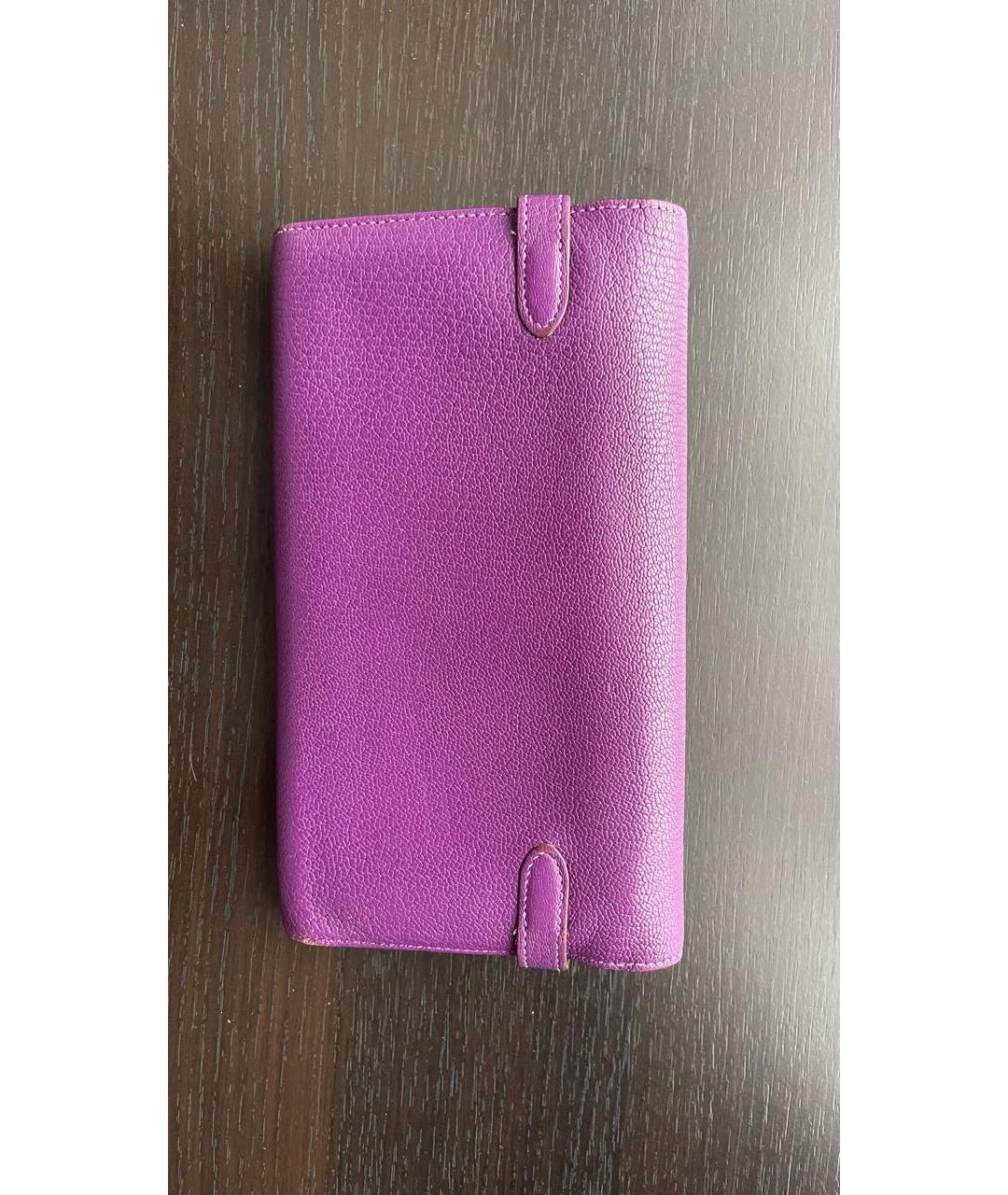 HERMES Фиолетовый кожаный кошелек, фото 3