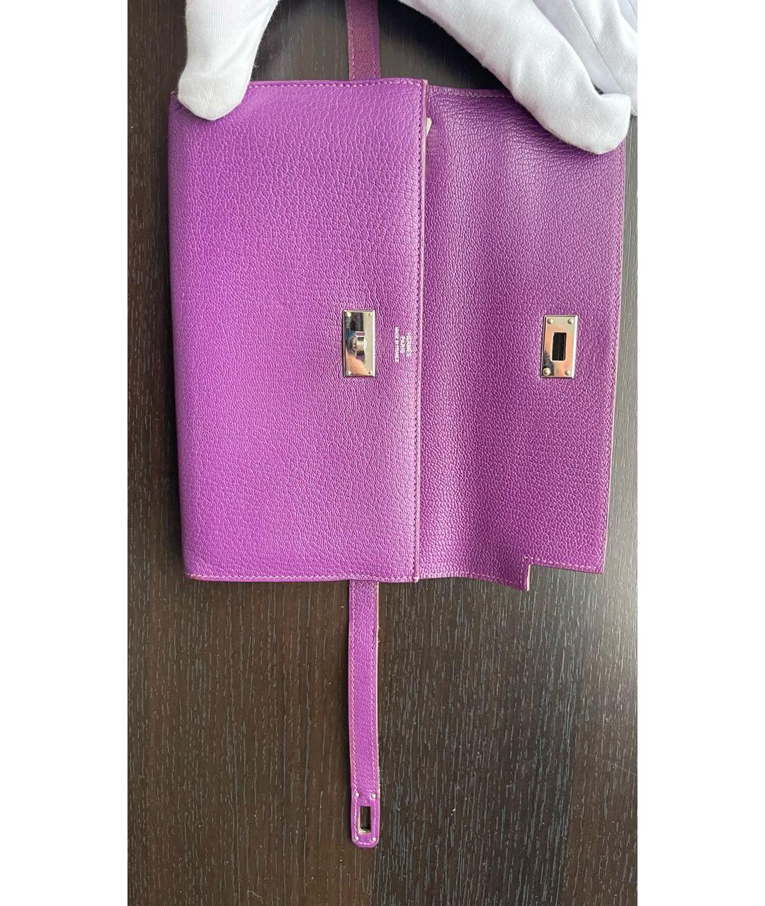 HERMES Фиолетовый кожаный кошелек, фото 5