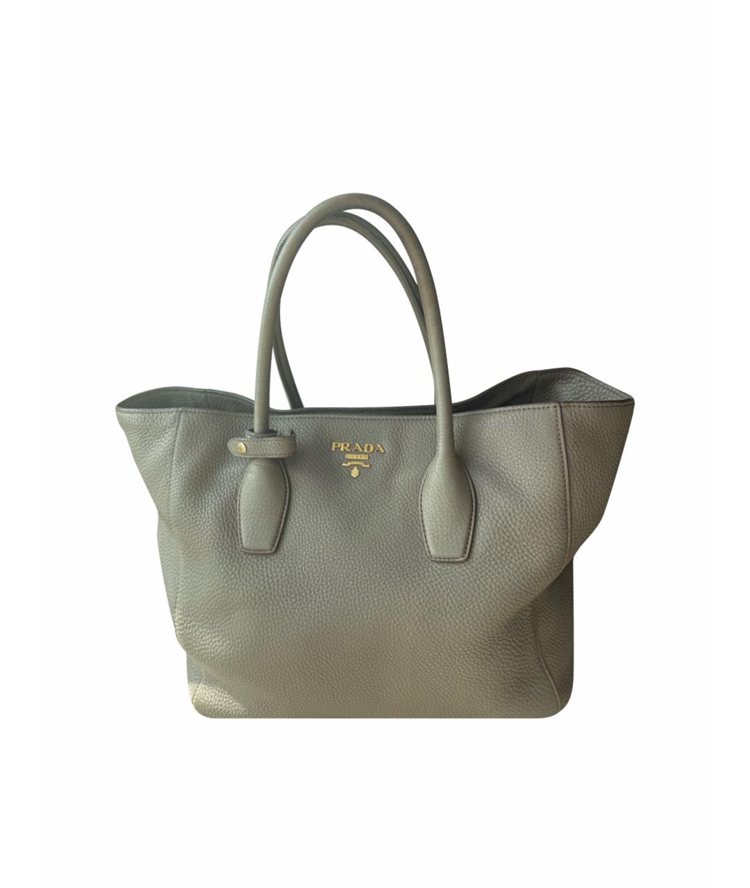 PRADA Антрацитовая кожаная сумка тоут, фото 1