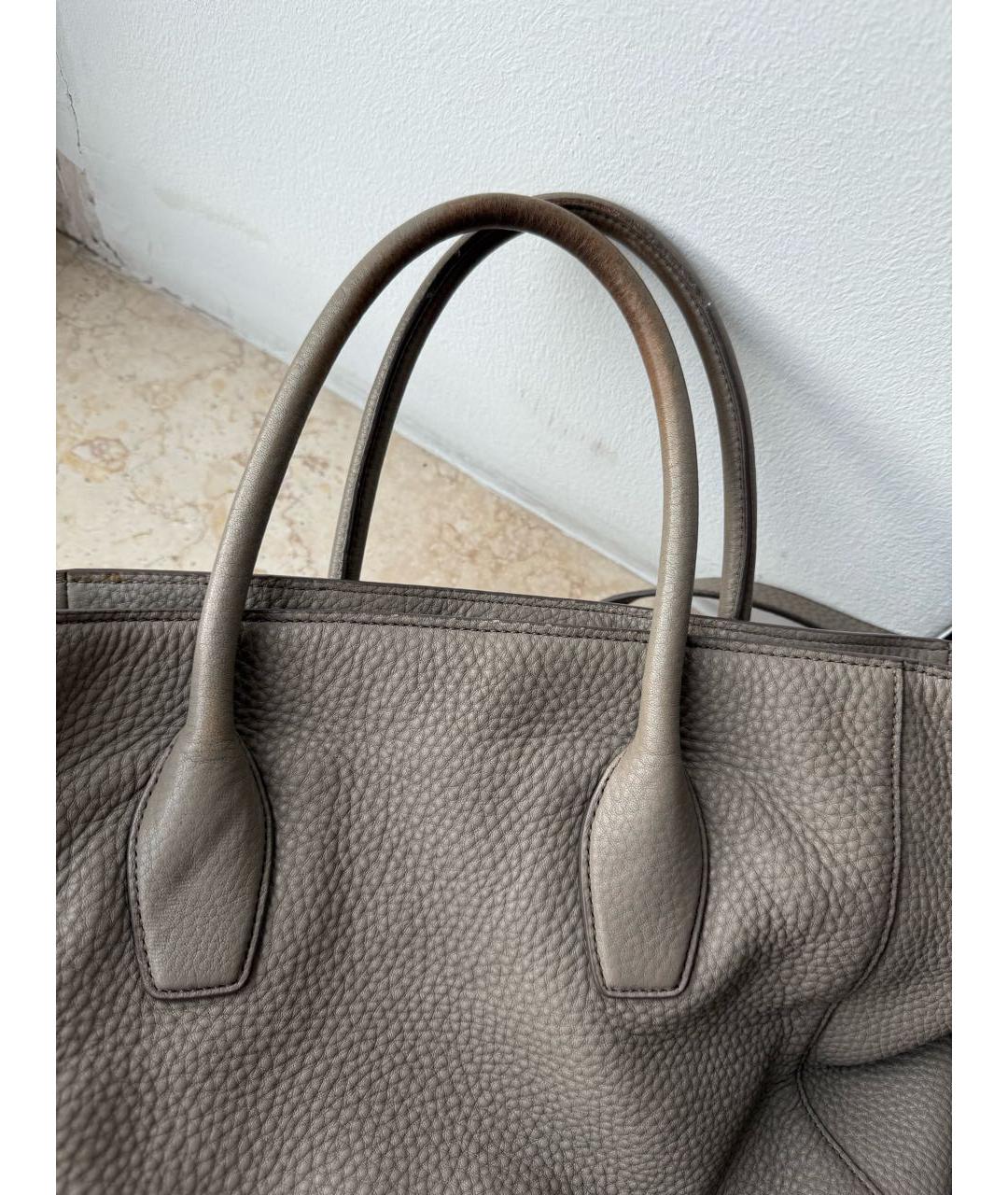 PRADA Антрацитовая кожаная сумка тоут, фото 5