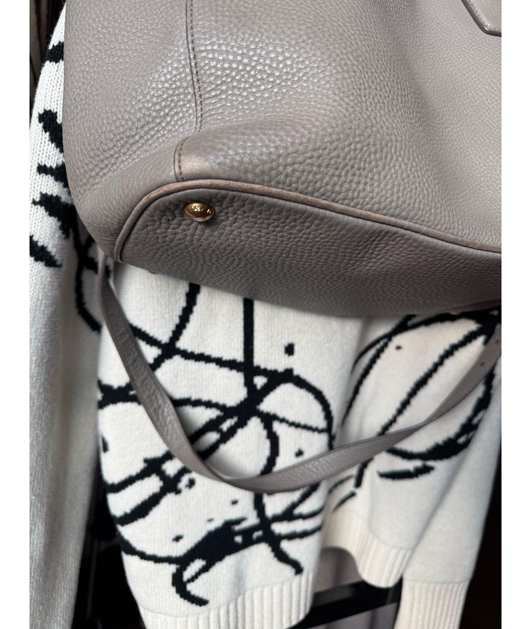 PRADA Антрацитовая кожаная сумка тоут, фото 8