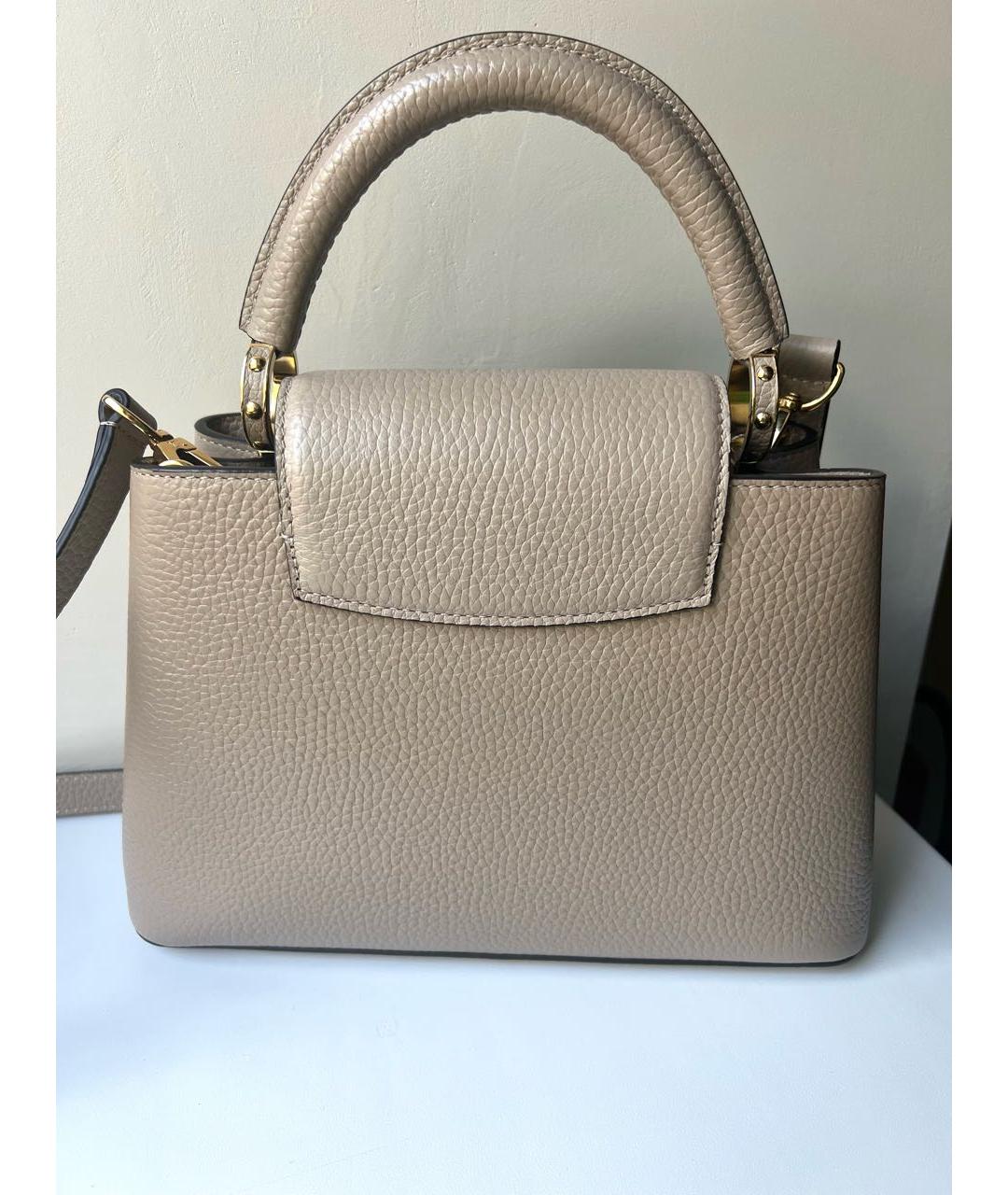 LOUIS VUITTON Бежевая кожаная сумка с короткими ручками, фото 3