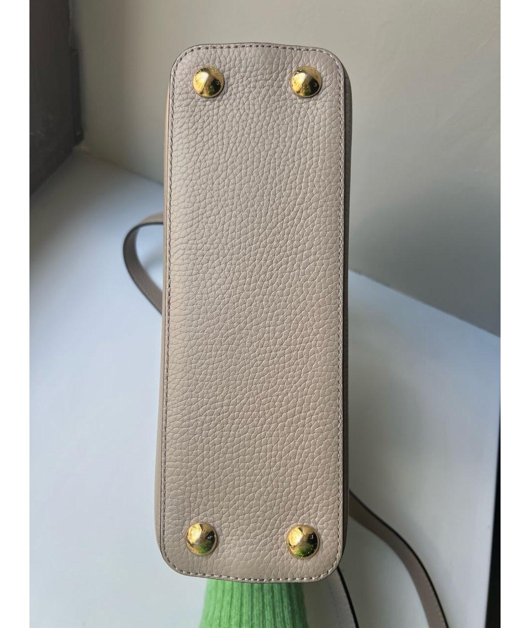 LOUIS VUITTON Бежевая кожаная сумка с короткими ручками, фото 8