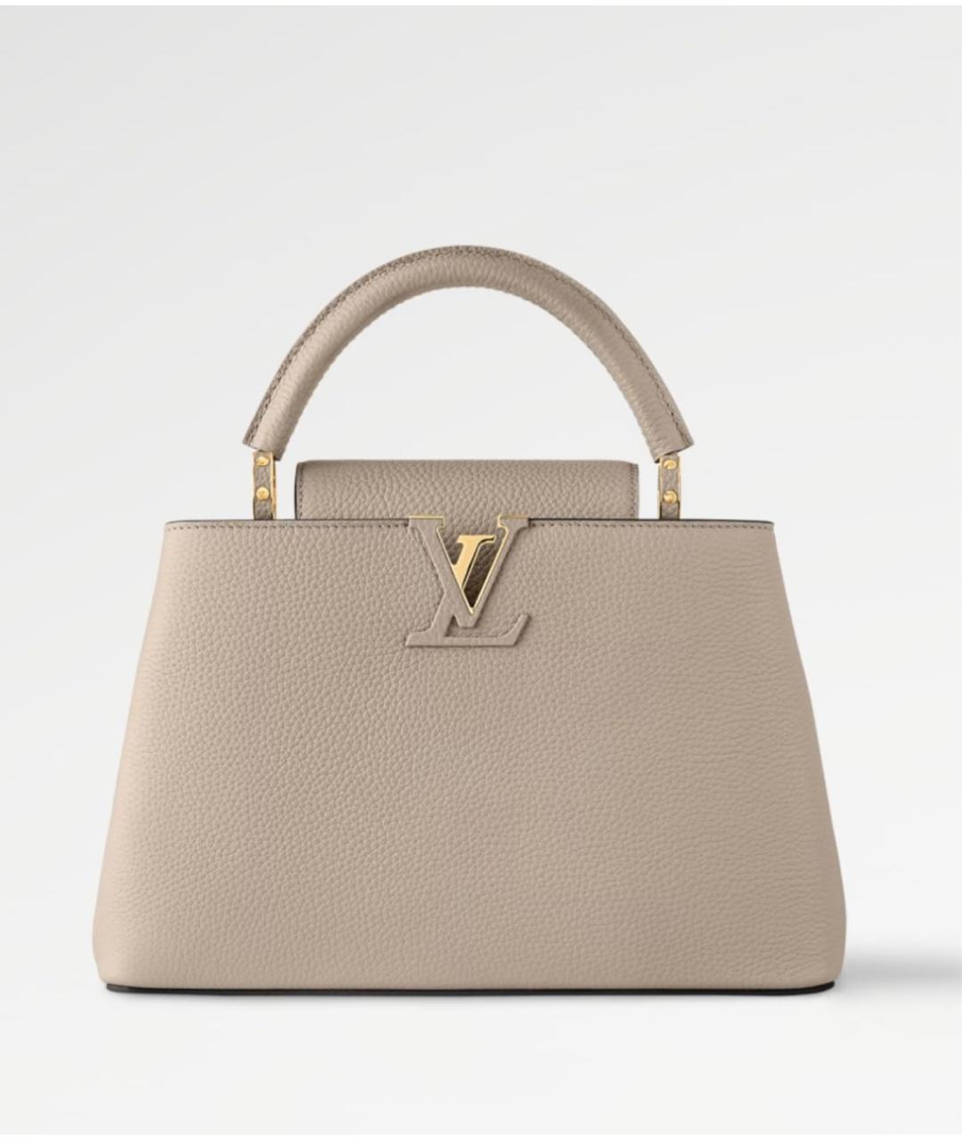 LOUIS VUITTON Бежевая кожаная сумка с короткими ручками, фото 9