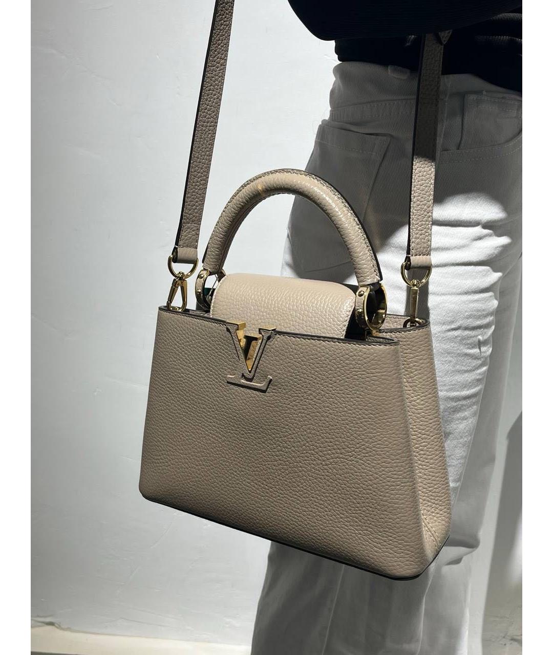 LOUIS VUITTON Бежевая кожаная сумка с короткими ручками, фото 6