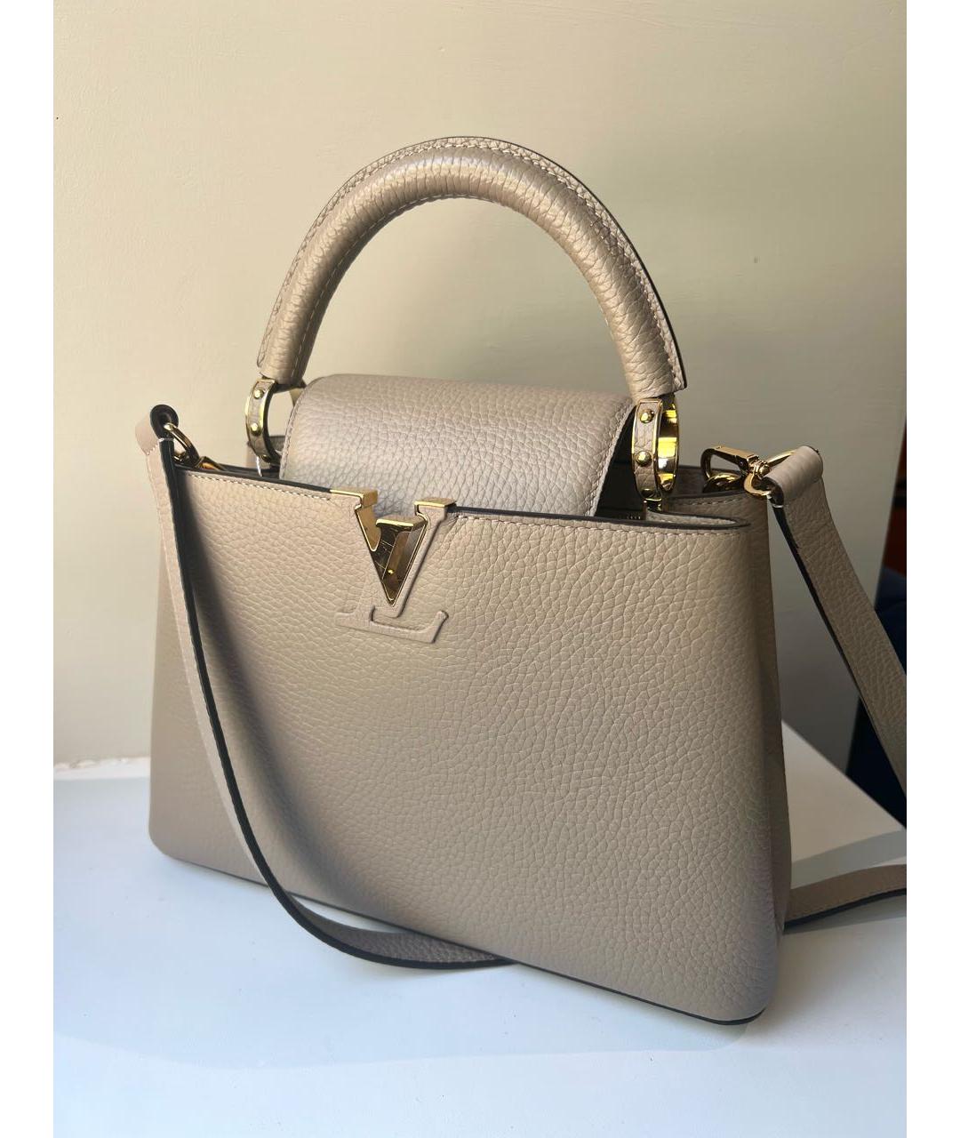 LOUIS VUITTON Бежевая кожаная сумка с короткими ручками, фото 2