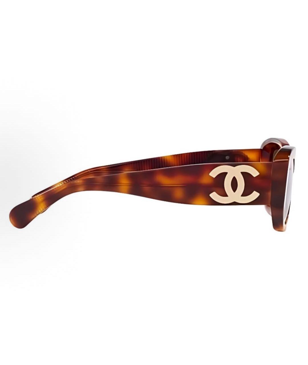 CHANEL Коричневые пластиковые солнцезащитные очки, фото 3