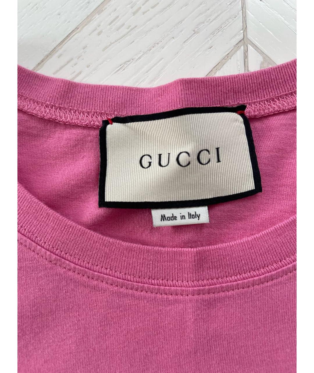 GUCCI Розовая хлопковая футболка, фото 3