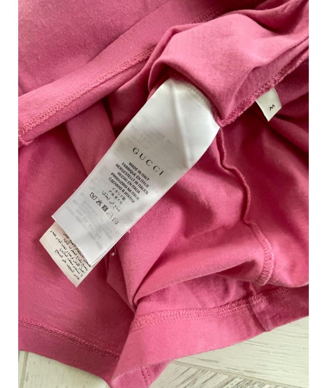 GUCCI Розовая хлопковая футболка, фото 5