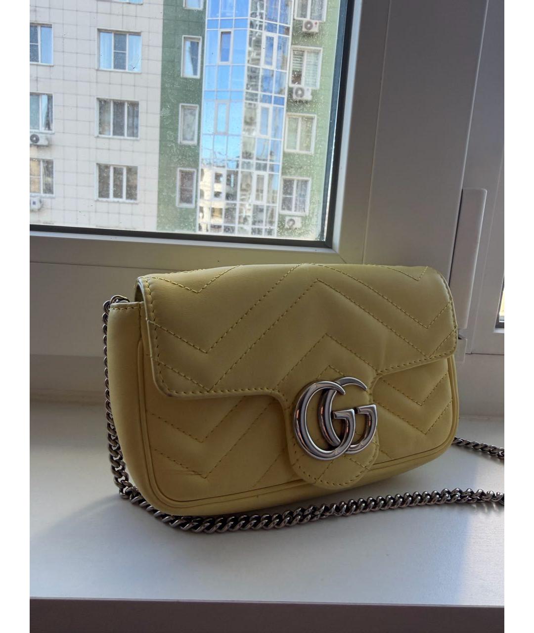 GUCCI Желтая кожаная сумка через плечо, фото 3