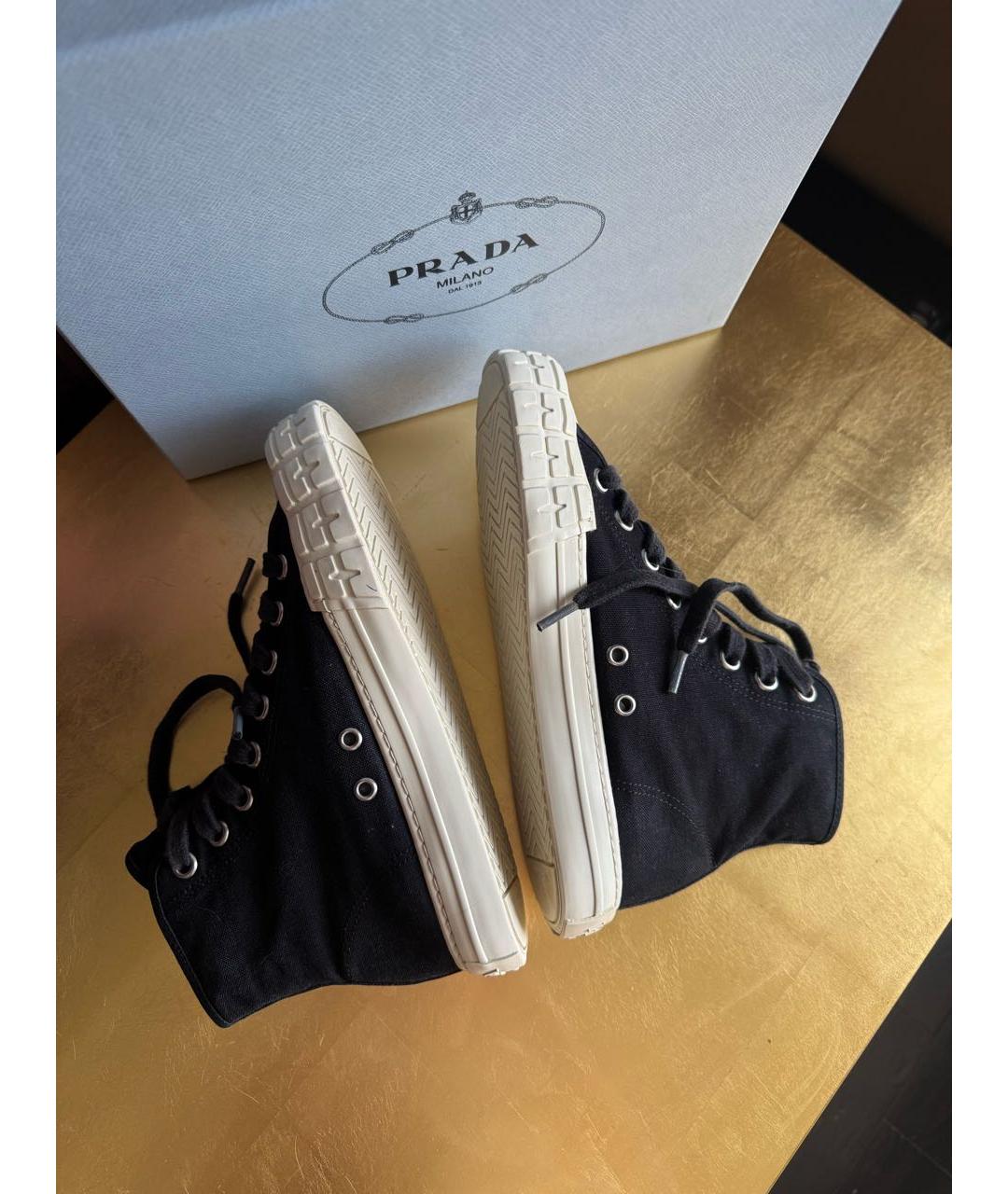 PRADA Черные текстильные кеды, фото 4