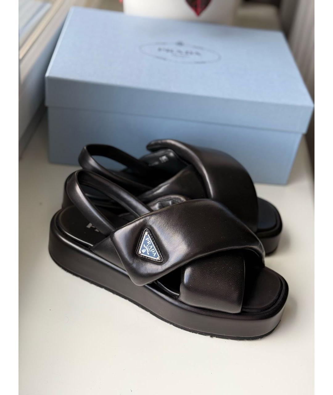 PRADA Черные кожаные сандалии, фото 6