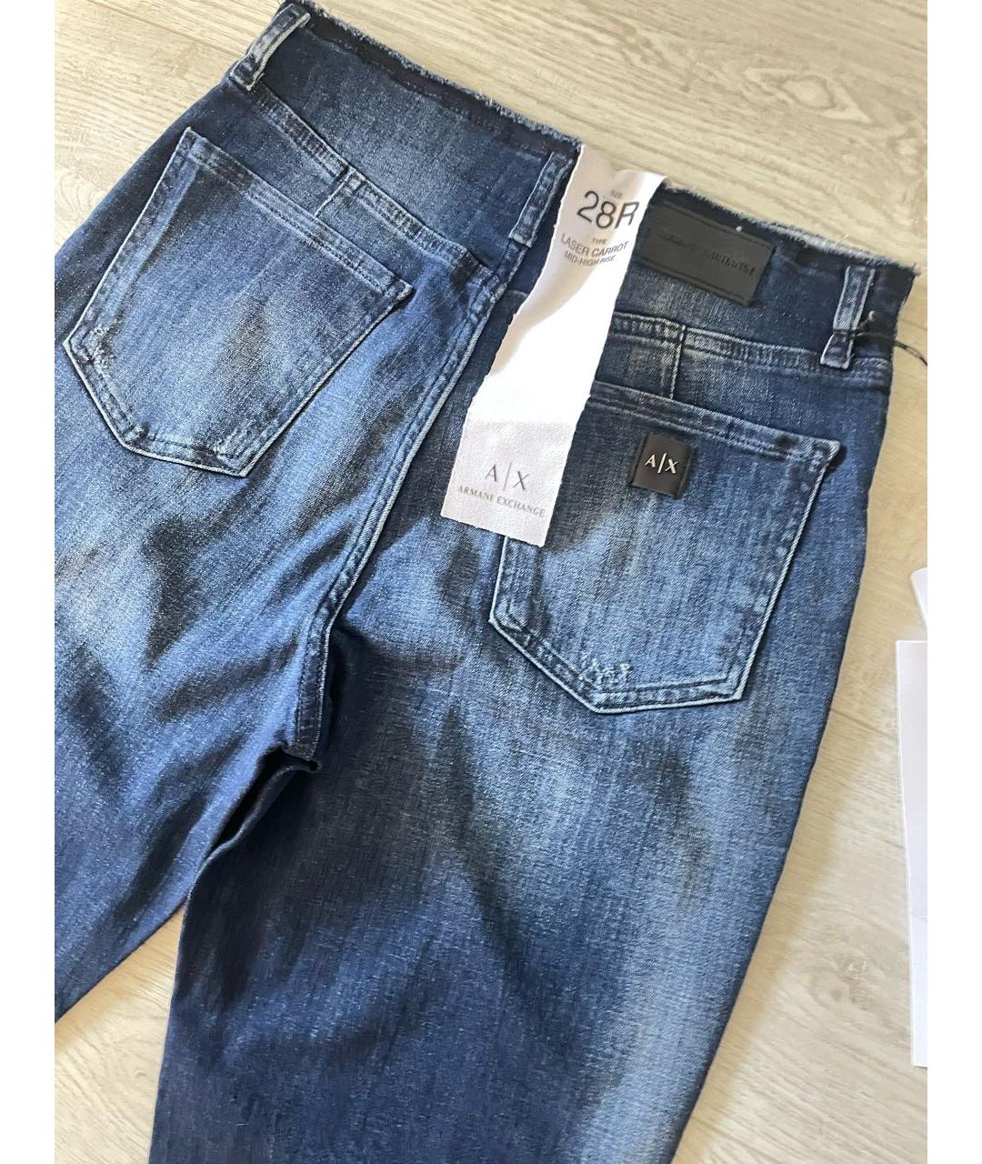 ARMANI EXCHANGE Синие хлопко-эластановые джинсы слим, фото 4