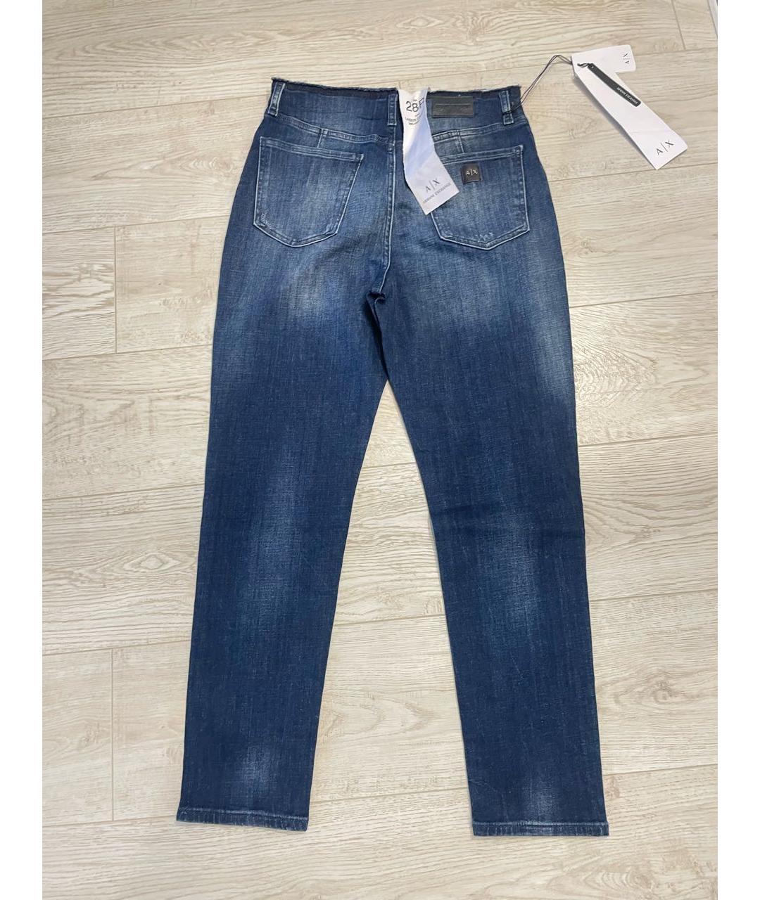 ARMANI EXCHANGE Синие хлопко-эластановые джинсы слим, фото 2