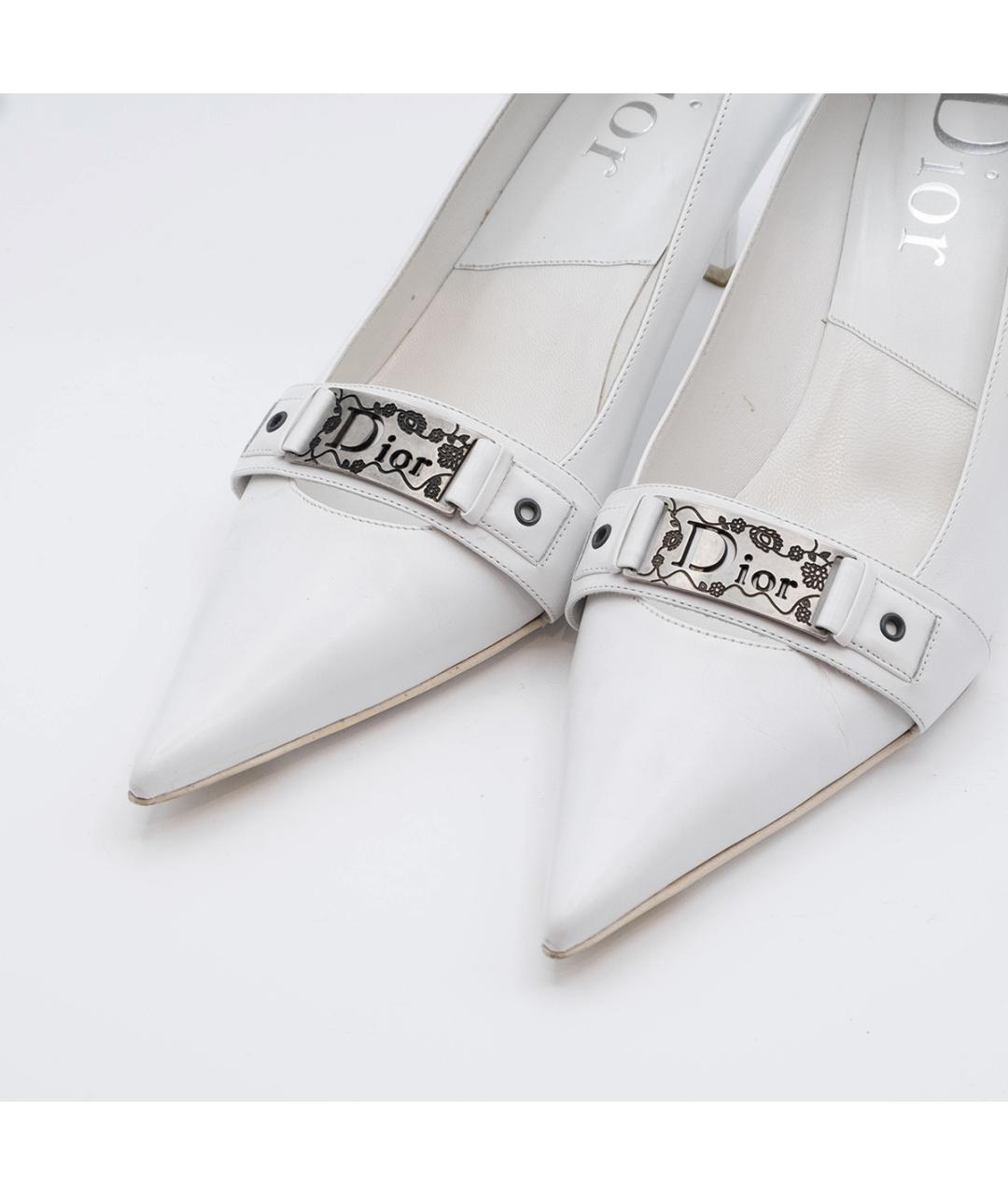 CHRISTIAN DIOR Белые кожаные туфли, фото 3