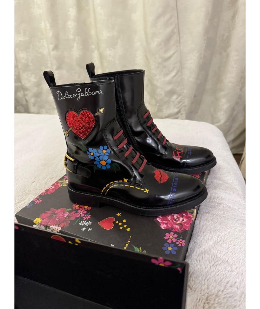 DOLCE&GABBANA Черные кожаные ботинки, фото 6