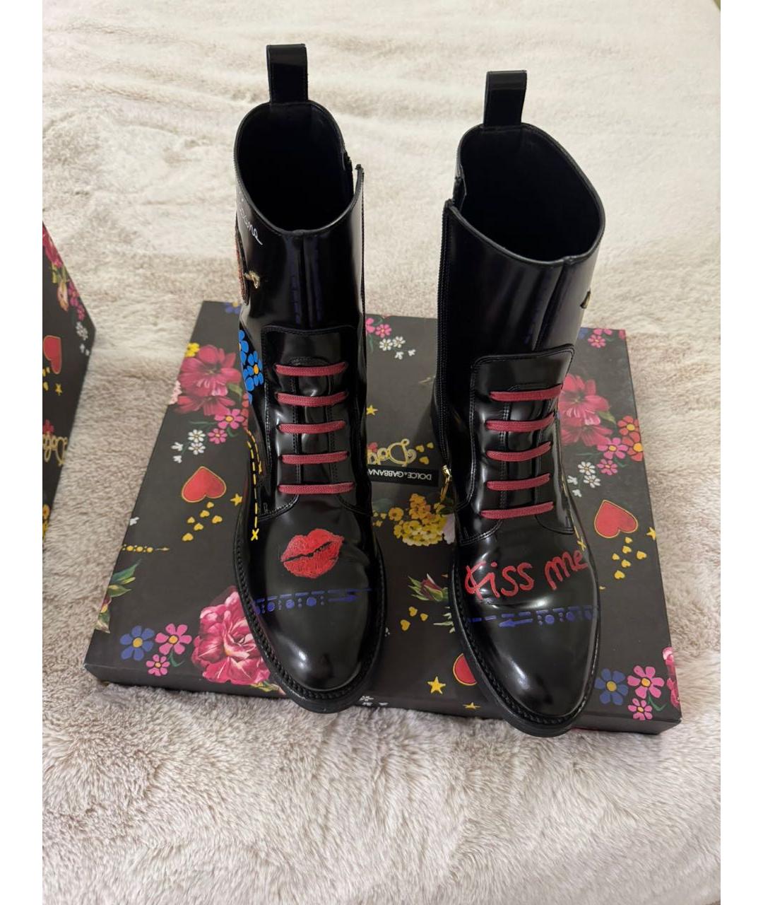 DOLCE&GABBANA Черные кожаные ботинки, фото 2