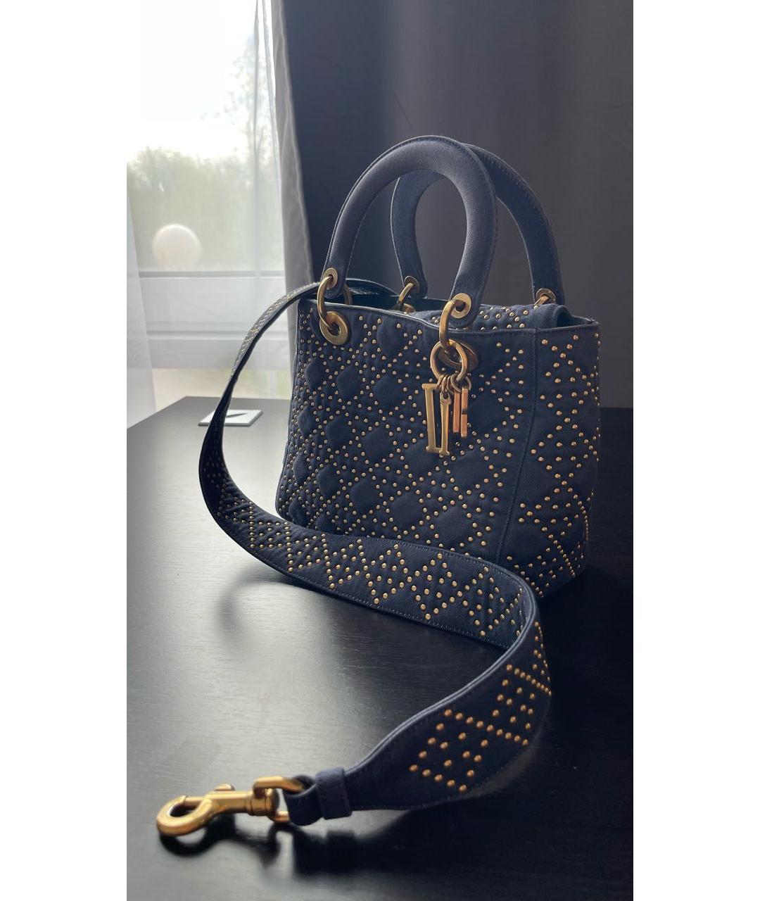 CHRISTIAN DIOR Темно-синяя деним сумка с короткими ручками, фото 2