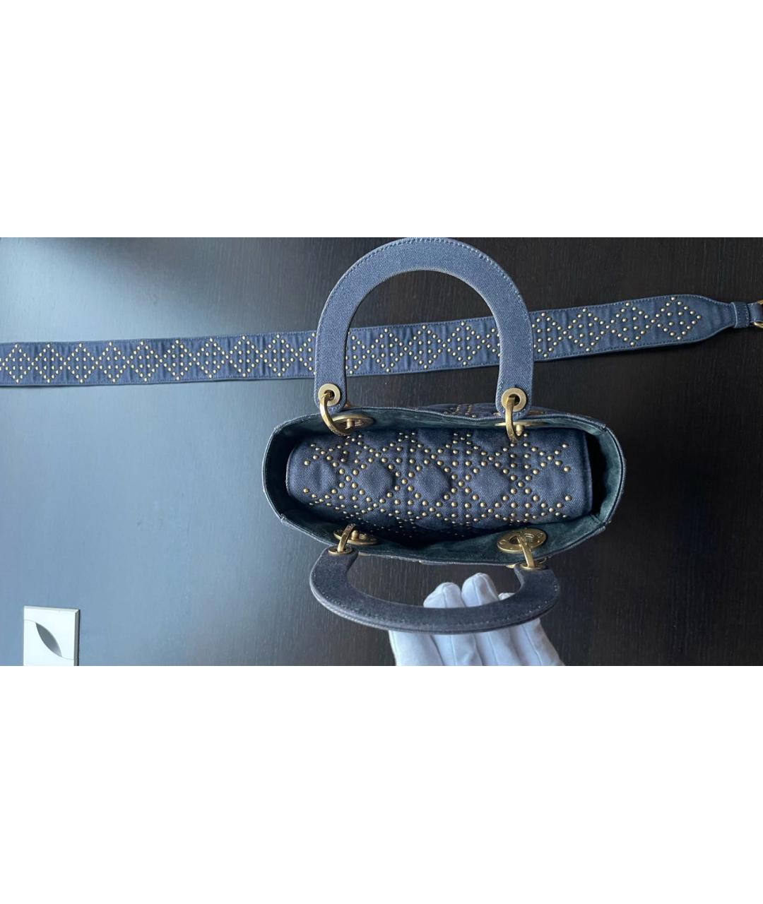 CHRISTIAN DIOR Темно-синяя деним сумка с короткими ручками, фото 5