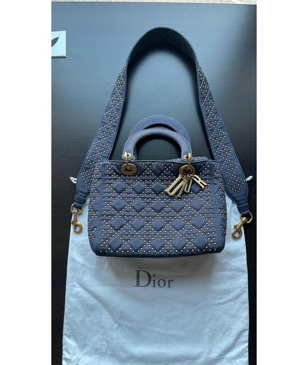 CHRISTIAN DIOR Темно-синяя деним сумка с короткими ручками, фото 9