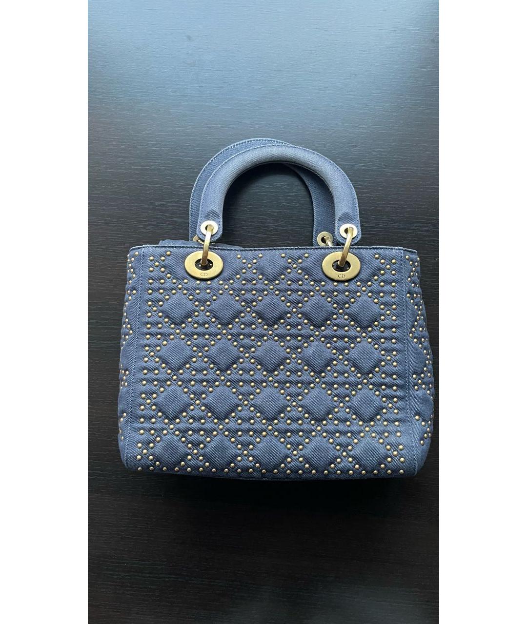 CHRISTIAN DIOR Темно-синяя деним сумка с короткими ручками, фото 3