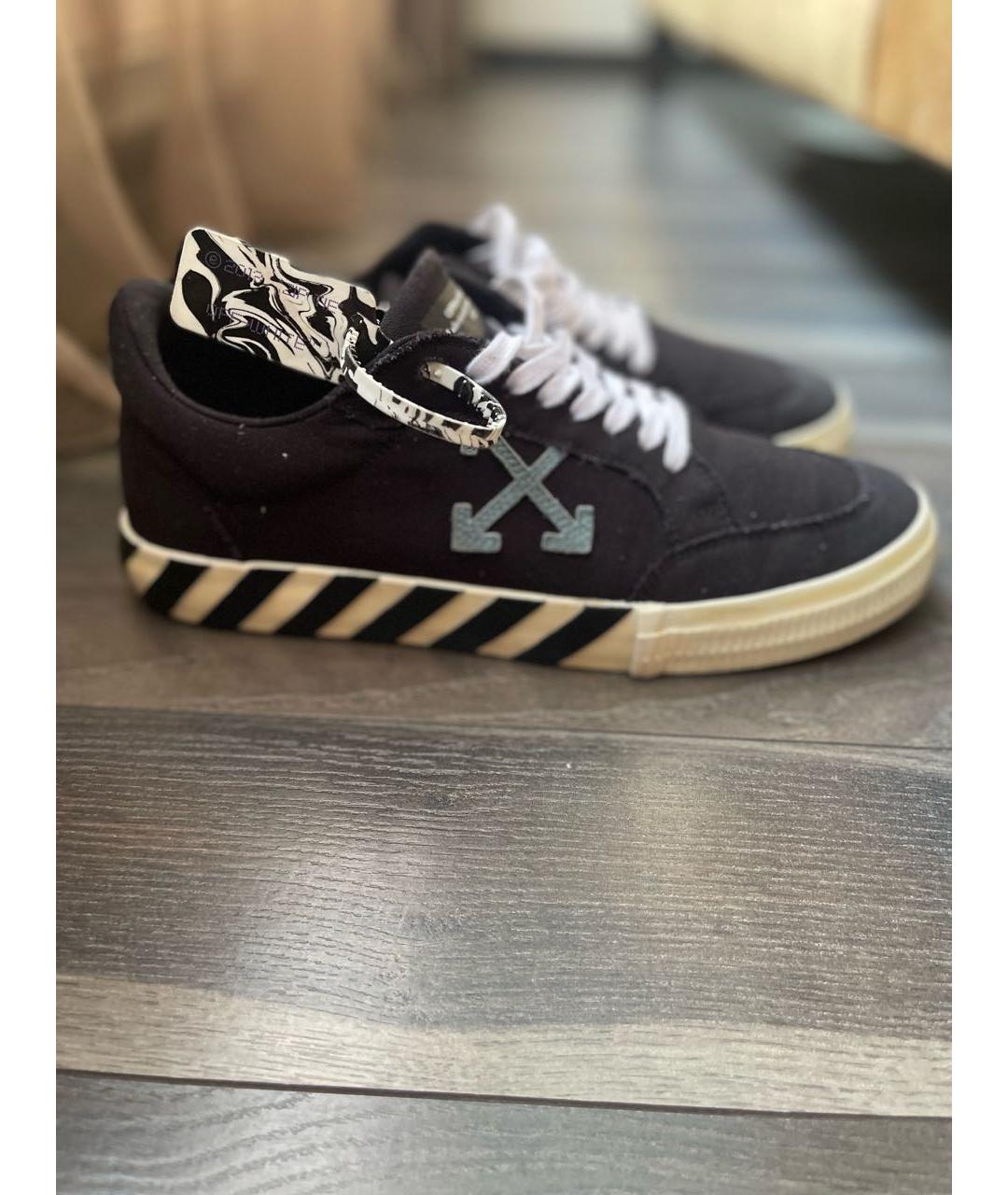 OFF-WHITE Черные текстильные низкие кроссовки / кеды, фото 8