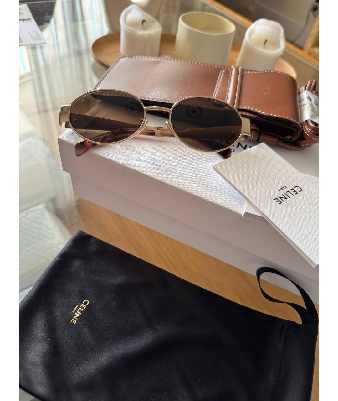 CELINE Коричневые металлические солнцезащитные очки, фото 2