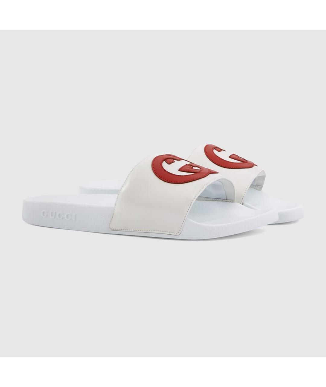 GUCCI Белые резиновые шлепанцы, фото 7