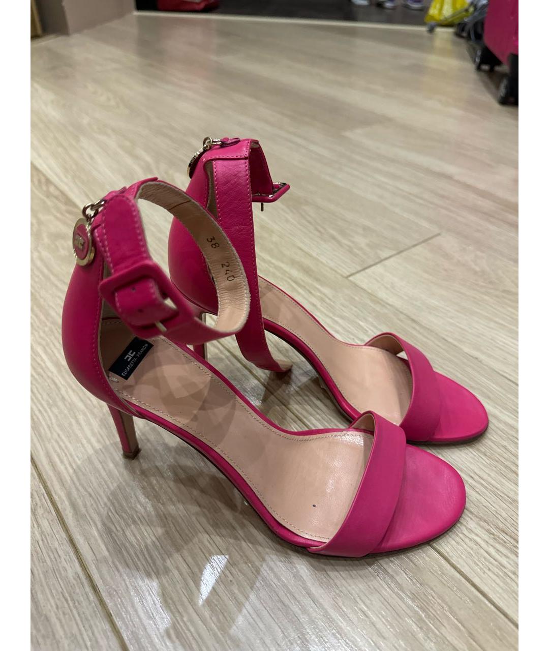 ELISABETTA FRANCHI Розовые кожаные босоножки, фото 6