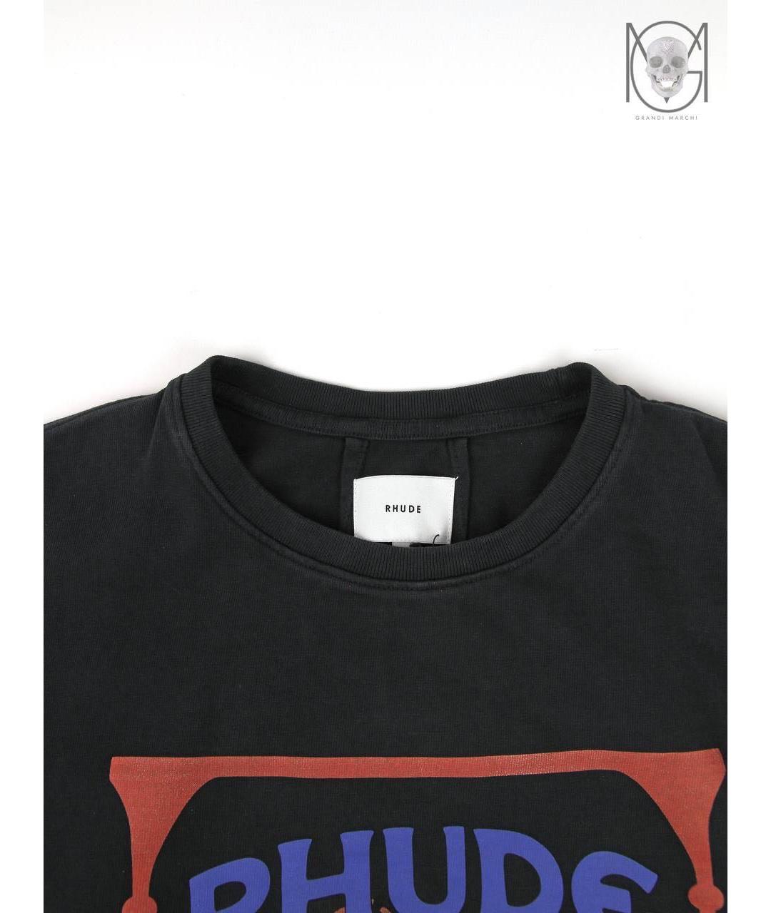 RHUDE Черная хлопковая футболка, фото 5