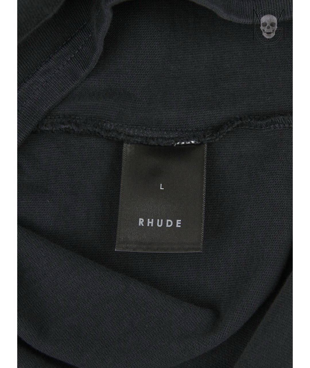 RHUDE Черная хлопковая футболка, фото 7