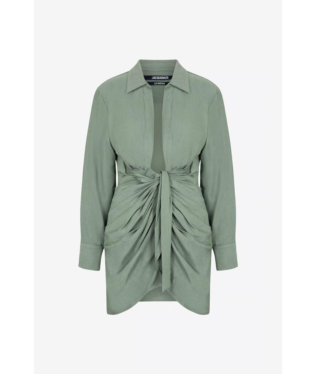 JACQUEMUS Зеленые вискозное коктейльное платье, фото 7