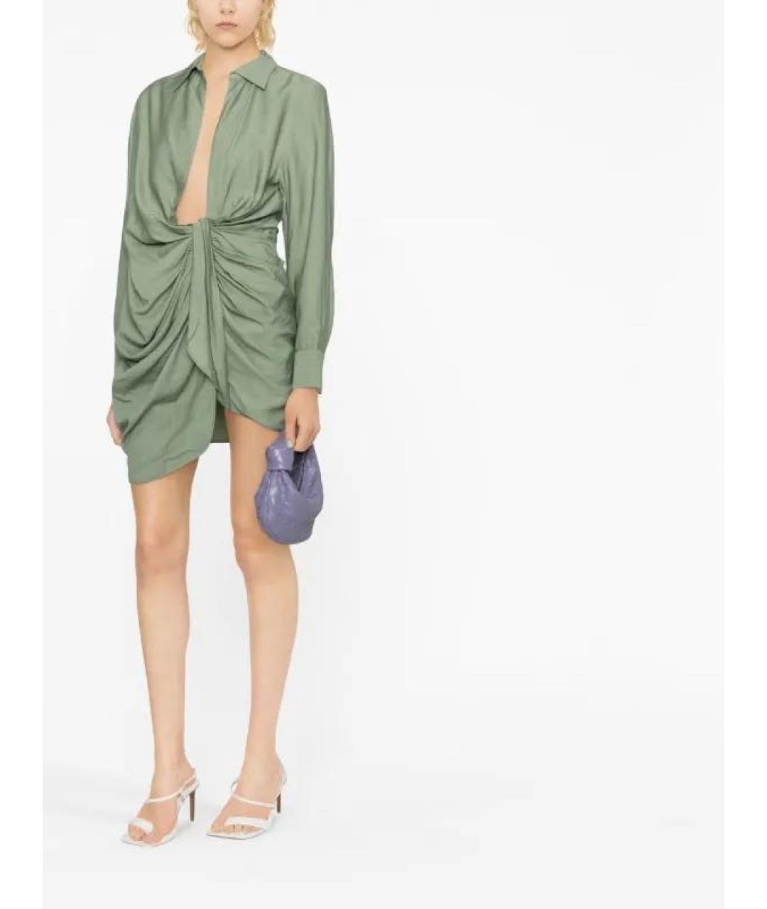JACQUEMUS Зеленые вискозное коктейльное платье, фото 5