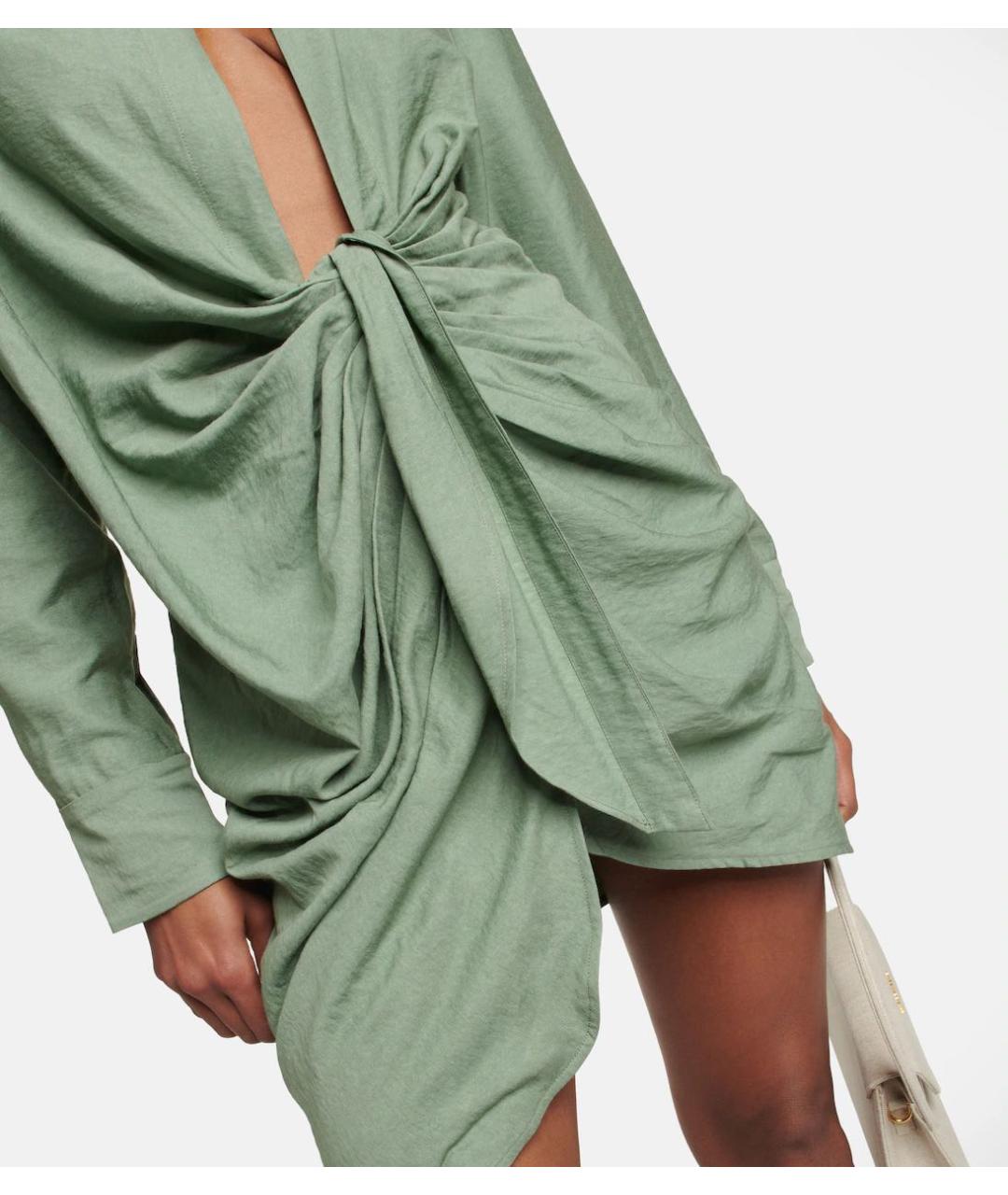 JACQUEMUS Зеленые вискозное коктейльное платье, фото 3