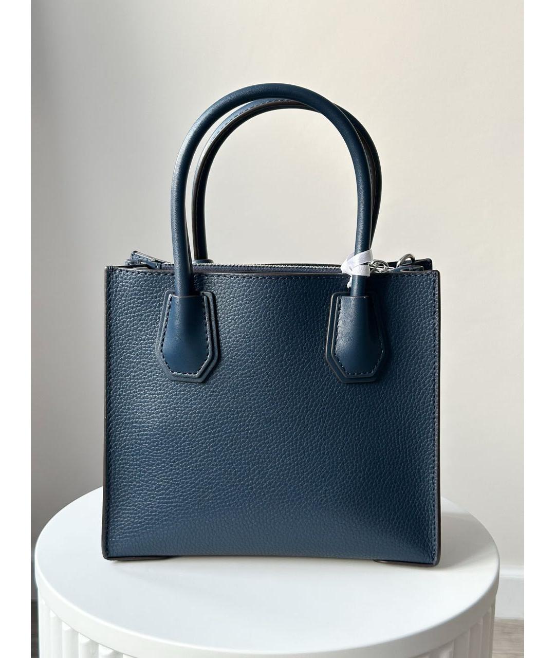 MICHAEL KORS Темно-синяя кожаная сумка с короткими ручками, фото 3