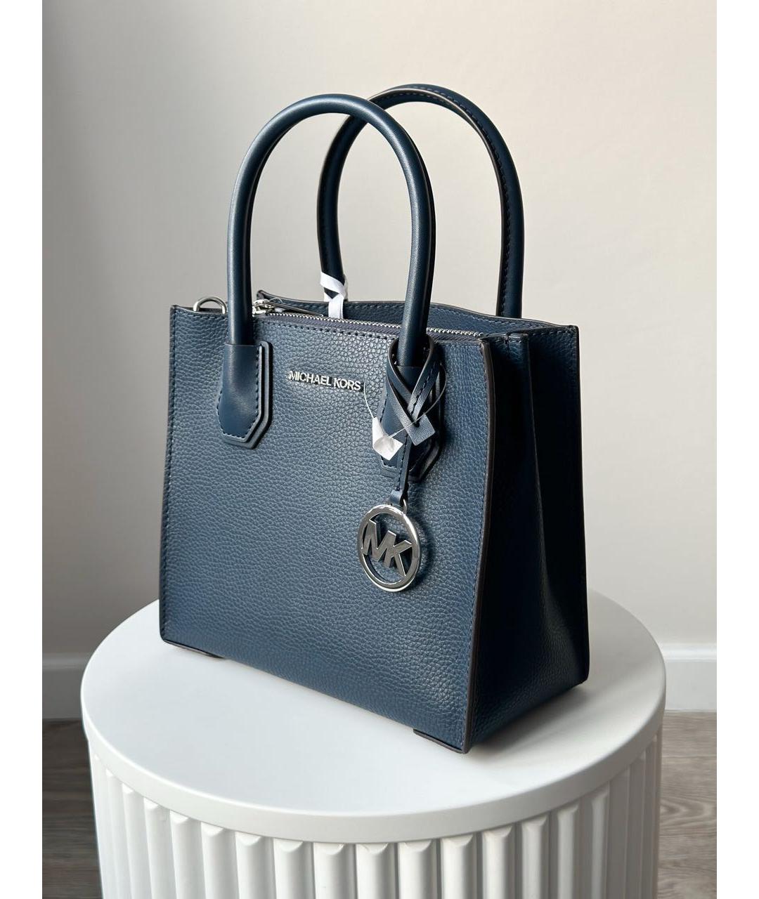 MICHAEL KORS Темно-синяя кожаная сумка с короткими ручками, фото 2