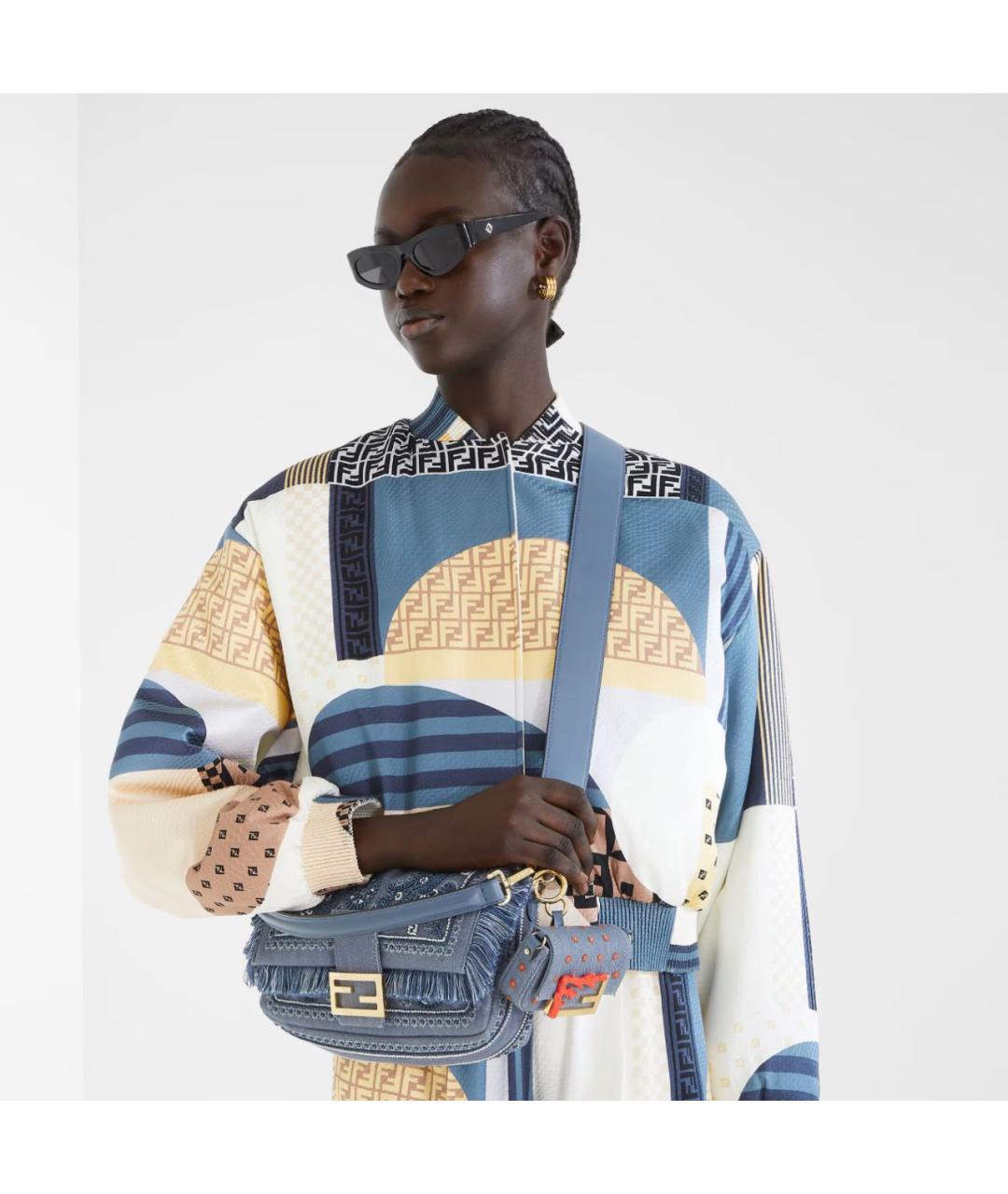 FENDI Голубая деним сумка через плечо, фото 2