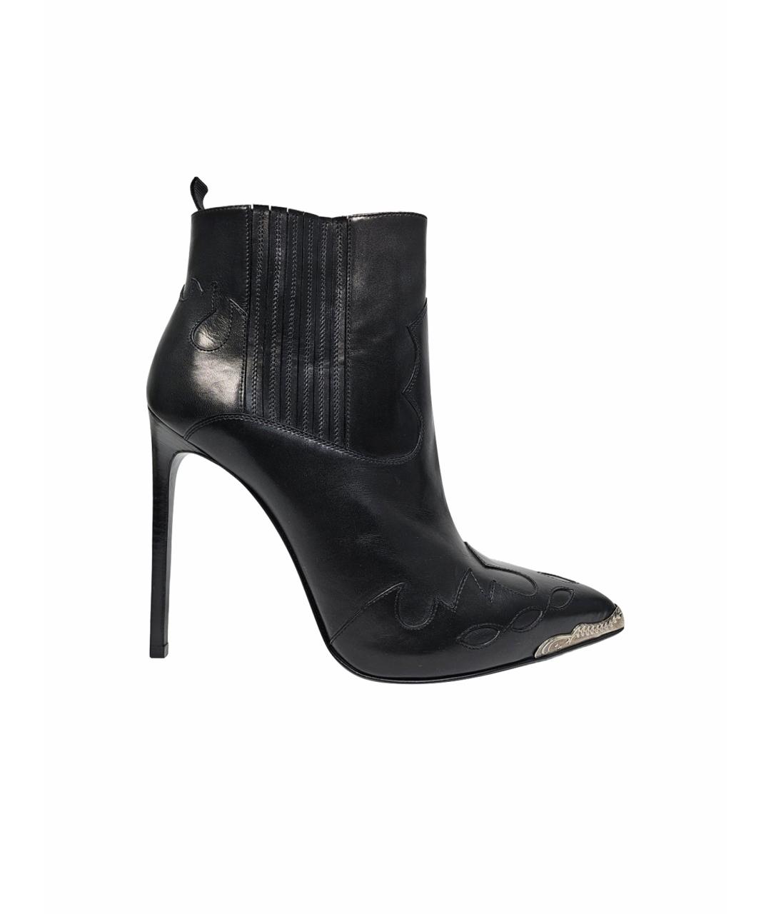 SAINT LAURENT Черные кожаные ботильоны, фото 1