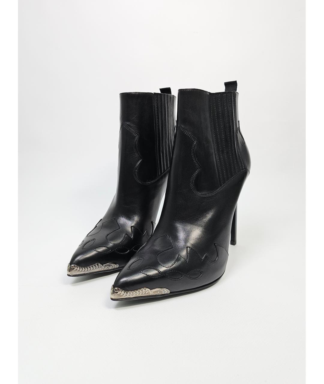 SAINT LAURENT Черные кожаные ботильоны, фото 3
